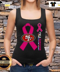Premium San Francisco 49ers cancer awareness 'I'm A Survivor' tank top showcasing team spirit and support for survivors.