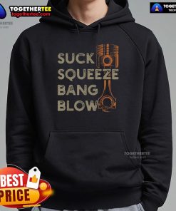 Premium Suck Squeeze Bang Blow Hoodie in black, showcasing a stylish design for automotive enthusiasts and comfort lovers.