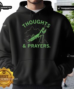 Premium Thoughts and Prayers Mantis Hoodie featuring a unique design with a mantis graphic, perfect for casual wear.