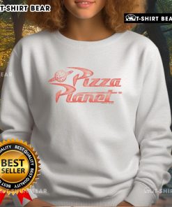 Premium Toy Story Pizza Planet sweatshirt featuring vibrant graphics and cozy design, perfect for fans of the beloved movie.