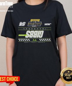 Alt Text: Premium TY Gibbs Checkered 2025 NASCAR Cup Series In-Season Challenge Winner Ladies Tee, stylish and comfortable design.