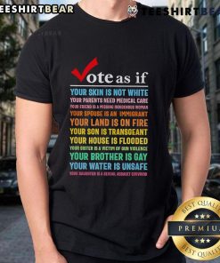 Premium Vote As If Your Skin Is Not White T-Shirt design featuring bold text, promoting social justice and awareness.