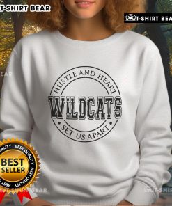 Premium Wildcats Hustle and Heart Set Us Apart Sweatshirt in navy blue, showcasing a stylish design for sports enthusiasts.