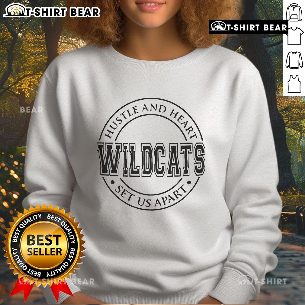 Premium Wildcats Hustle And Heart Set Us Apart Sweatshirt Premium Wildcats Hustle and Heart Set Us Apart Sweatshirt in navy blue, showcasing a stylish design for sports enthusiasts.
