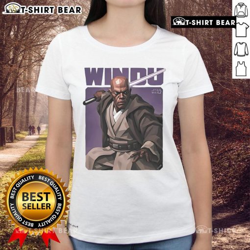 Premium Windu Dirty Star Wars Ladies Tee featuring a stylish graphic design for fans of the iconic sci-fi franchise.