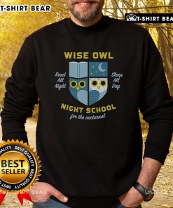 Premium Wise Owl Night School Sweatshirt featuring a cozy design and vibrant owl graphic for stylish nighttime comfort.