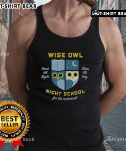 Premium Wise Owl Night School Tank Top featuring a stylish owl graphic, perfect for casual wear and night school enthusiasts.