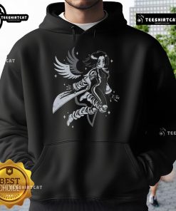 Pretty Angelic Cyborg Angel Anime Girl in a stylish hoodie, showcasing vibrant colors and intricate designs.