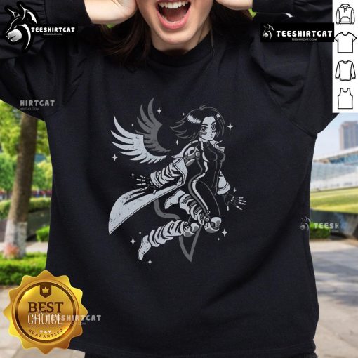 Pretty angelic cyborg anime girl sweatshirt featuring vibrant colors and intricate design, perfect for anime fans.