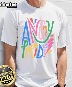 Pretty Angry Pride T-Shirt featuring bold colors and a fierce design, perfect for showcasing LGBTQ+ pride and individuality.