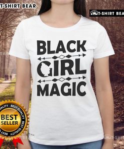 Pretty Black Girl Magic Ladies Tee featuring vibrant graphics celebrating Black girl empowerment and style.