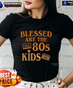 Pretty Blessed Are The 80s Kids Ladies Tee featuring retro design and vibrant colors, perfect for nostalgic fashion lovers.