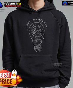 Alt Text: Cozy hoodie featuring a dreamy cat in space with a light bulb, perfect for cat lovers and dreamers.