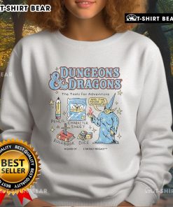 Cozy sweatshirt featuring Dungeons and Dragons tools for adventure, perfect for gamers and fantasy enthusiasts.