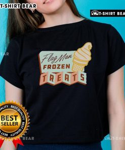 Pretty Flag Man Frozen Treats Ladies Tee featuring vibrant colors and a fun design perfect for summer outings.