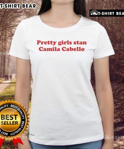 Pretty girls in stylish Camila Cabello ladies tee, showcasing vibrant colors and trendy fashion for fans.