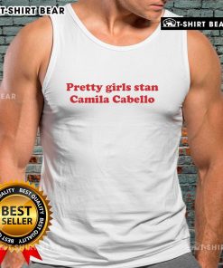 Pretty girls in tank tops showing support for Camila Cabello at a concert, showcasing vibrant energy and style.