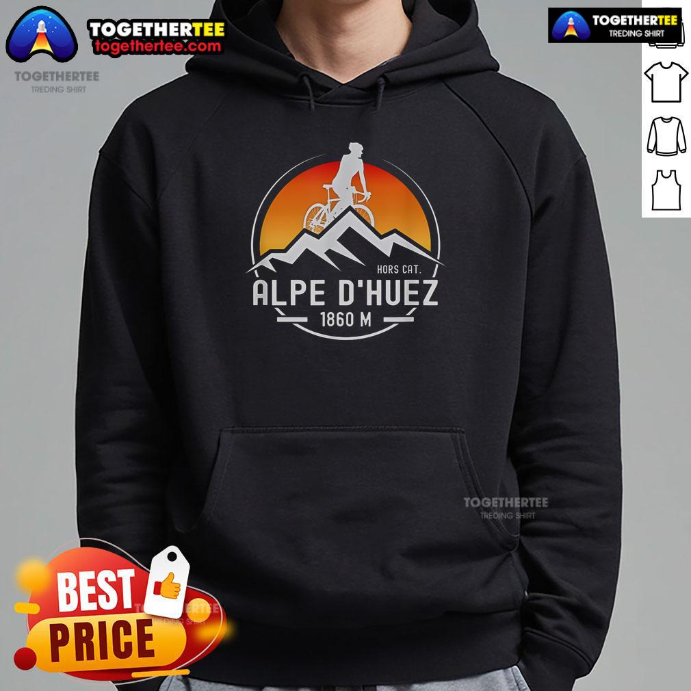 Pretty Hors Cat Alpe D'Huez 1860M Cycling Hoodie Pretty horse and cat graphic on Alpe d'Huez cycling hoodie, perfect for outdoor enthusiasts and biking lovers.