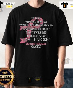Alt Text: Pretty I Am The Storm Breast Cancer Warrior T-Shirt featuring a bold design to inspire strength and resilience.