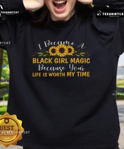 Black Girl Magic sweatshirt featuring inspiring text about valuing life, perfect for celebrating self-love and empowerment.