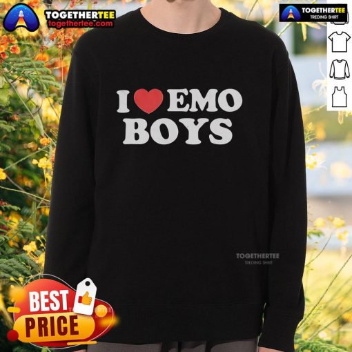 Pretty I Heart Emo Boys Sweatshirt in black, featuring a stylish graphic design for emo fashion lovers.