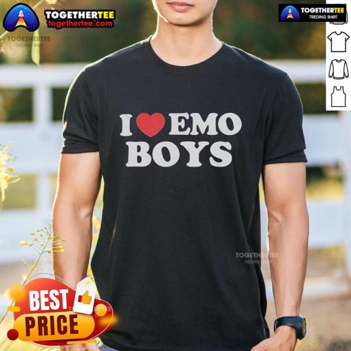 Pretty I Heart Emo Boys T-Shirt featuring a stylish design, perfect for emo fashion enthusiasts and casual wear.