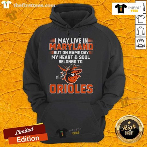Fan wearing a Baltimore Orioles hoodie, showcasing team spirit on game day in Maryland.
