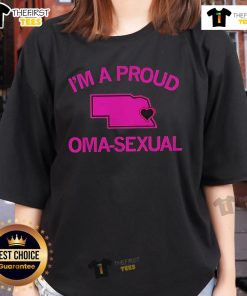 Alt Text: Pretty I'm A Proud Oma Sexual Pride Ladies Tee showcasing vibrant colors and a bold pride message on soft fabric.