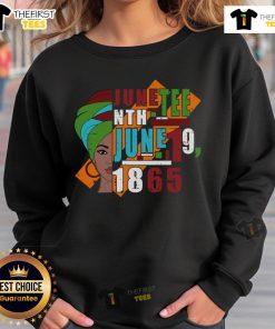 Pretty Juneteenth June 19, 1865 sweatshirt design celebrating freedom and heritage with vibrant colors and stylish graphics.