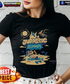 Pretty Jurassic Summer Dinosaur Skeleton Ladies Tee featuring a stylish dino graphic perfect for summer fashion.