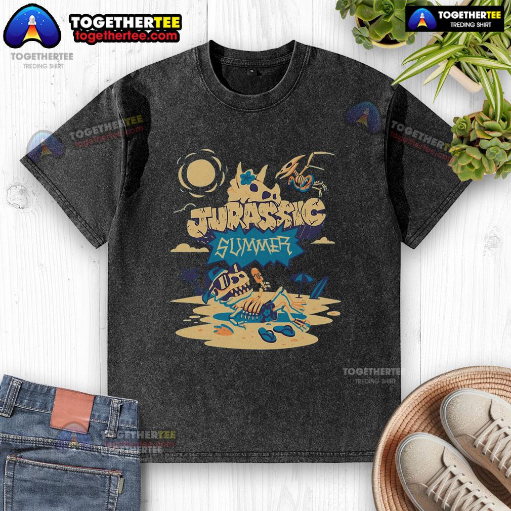 Pretty Jurassic Summer Dinosaur Skeleton Washed T Shirt