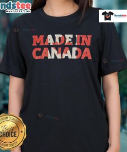 Pretty Made in Canada ladies tee featuring a stylish design, perfect for casual wear and showcasing Canadian craftsmanship.