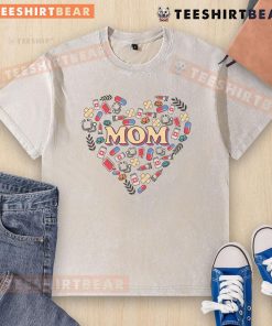 Pretty mom heart medical washed t-shirt featuring a stylish design for healthcare professionals and moms.