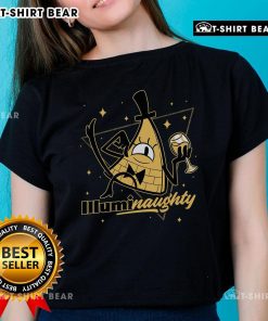 Pretty Naughty Illuminati Triangle Gravity Falls Bill Cipher Ladies Tee featuring a vibrant design and unique graphics.