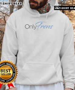 Model wearing a Pretty Only Frens Hoodie, showcasing cozy style and trendy design perfect for casual outfits.