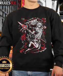 Pretty over-the-shoulder Angel Warrior sweatshirt for SGDQ 2025, featuring vibrant colors and a stylish design.