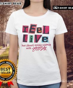 Stylish ladies tee featuring 'Pretty Reel Live' design, perfect for music video fans and casual wear enthusiasts.