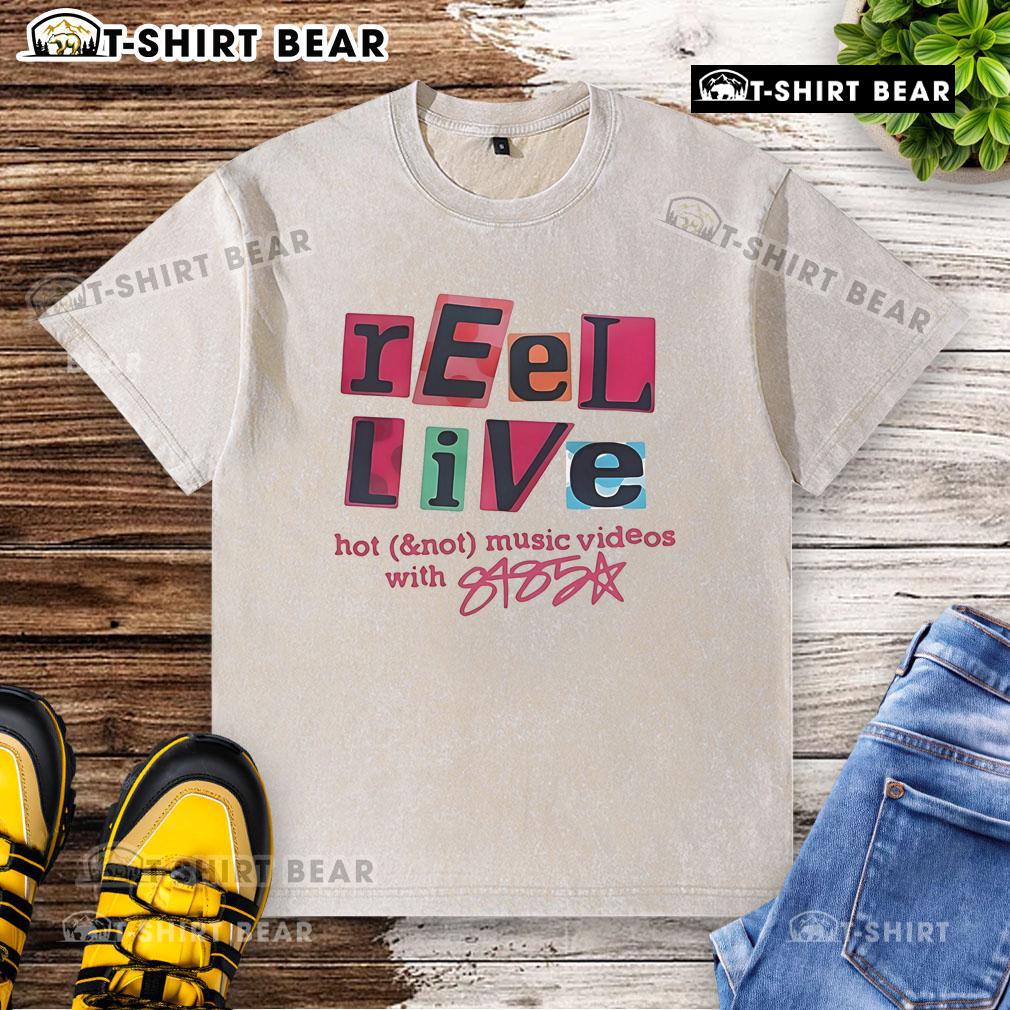 Pretty Reel Live With Hot Not Music Videos With 8485 Washed T Shirt Alt Text: Pretty Reel Live with Hot Not music videos features a stylish 8485 washed t-shirt in vibrant colors.