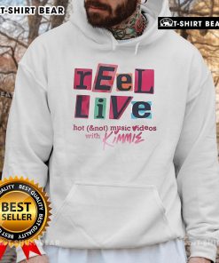 Pretty Reel Live with Hot Not music videos featuring Kimmie in a stylish hoodie, showcasing vibrant performance energy.