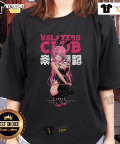 Alt Text: Stylish Pretty Slayers Club anime ladies tee featuring vibrant graphics and a trendy design for anime fans.