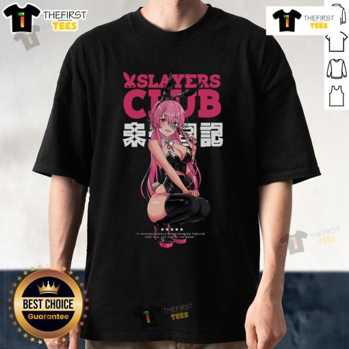 Pretty Slayer's Club anime T-shirt featuring vibrant graphics and stylish design, perfect for anime fans and fashion lovers.