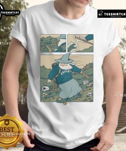 Pretty Snakeboarding Wizard T-Shirt featuring a colorful wizard graphic and a stylish skateboard design.