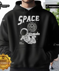 Pretty space astronaut exploring the universe on a stylish hoodie, perfect for space enthusiasts and fashion lovers.