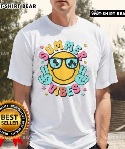 Pretty summer vibes tropical sunset beach vacation t-shirt featuring a vibrant sunset and palm trees for a perfect getaway.