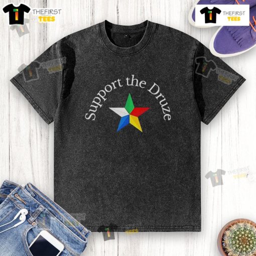 Pretty Support the Druze Traditional Flag Star Culture Pride washed t-shirt showcasing vibrant Druze heritage design.