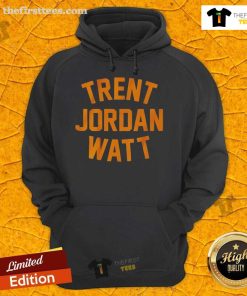 Alt Text: Pretty Trent Jordan Watt wearing a stylish Pittsburgh Steelers hoodie, showcasing team spirit and fashion.