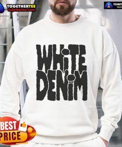 Stylish pretty white denim logo sweatshirt featuring a modern design and comfortable fit, perfect for casual outfits.
