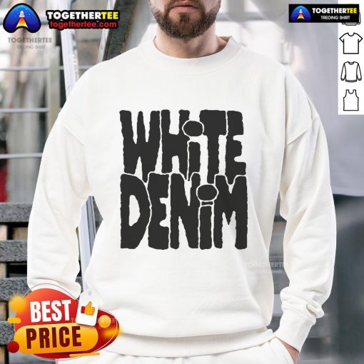 Stylish pretty white denim logo sweatshirt featuring a modern design and comfortable fit, perfect for casual outfits.