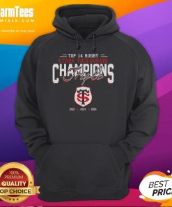 Top 14 Rugby Stade Toulousain Triple Champions hoodie featuring team colors and logo, perfect for loyal fans.