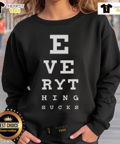 Top 20/20 Vision Everything Sucks sweatshirt in black, featuring bold graphic design for a trendy, casual look.